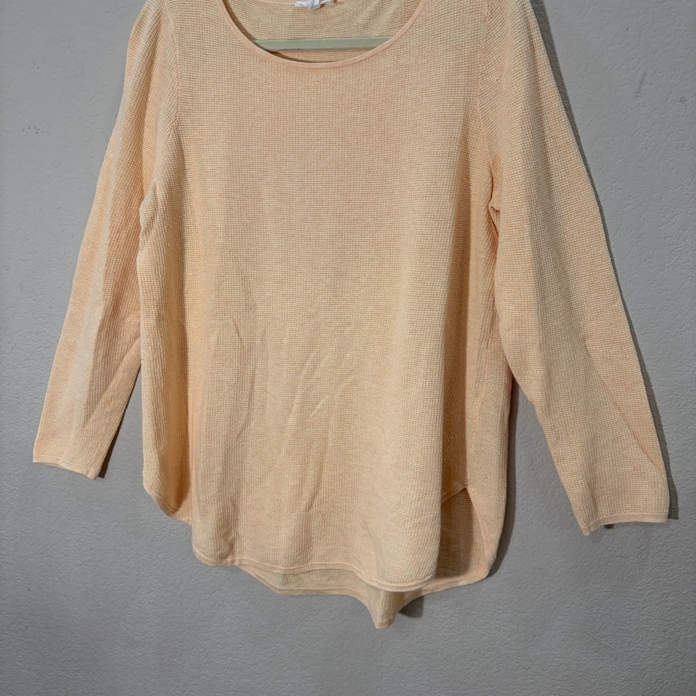 Eileen Fisher linen knit sweater orange long sleeve tunic Sz L Coastal Luxury - Picture 4 of 12